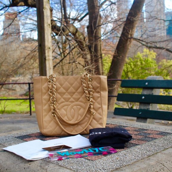 Auth CHANEL Caviar Gold Chain Shopping Tote Bag - Picture 16 of 16